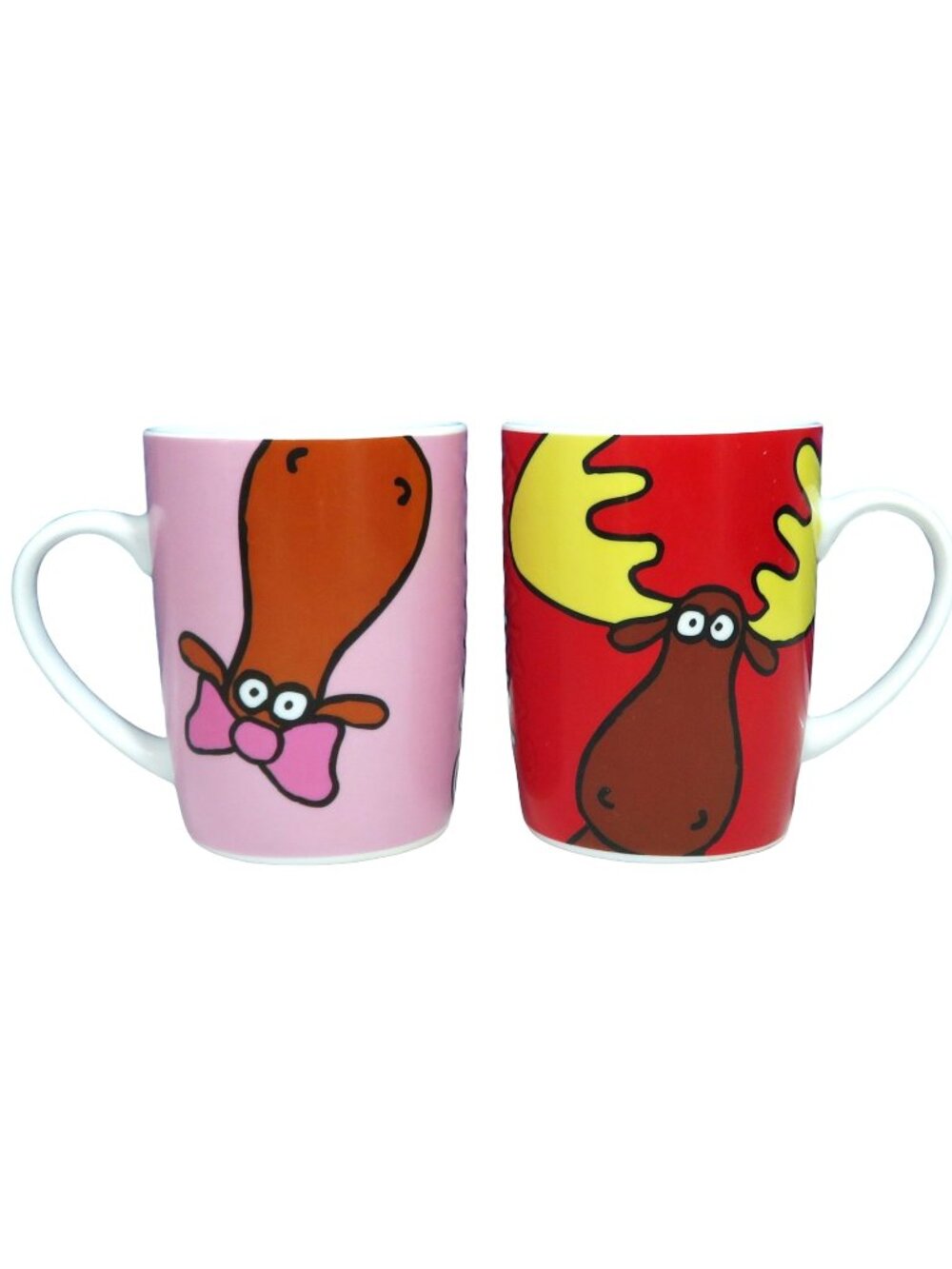 Cool Stone Age Canada Funny Moose His and Her Porcelain/Ceramic Coffee Cup Mugs